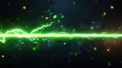 Poster - Dynamic Green Lightning Bolt Flowing Across Dark Background