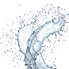 Poster - Dynamic Water Splash with Droplets on Black Background