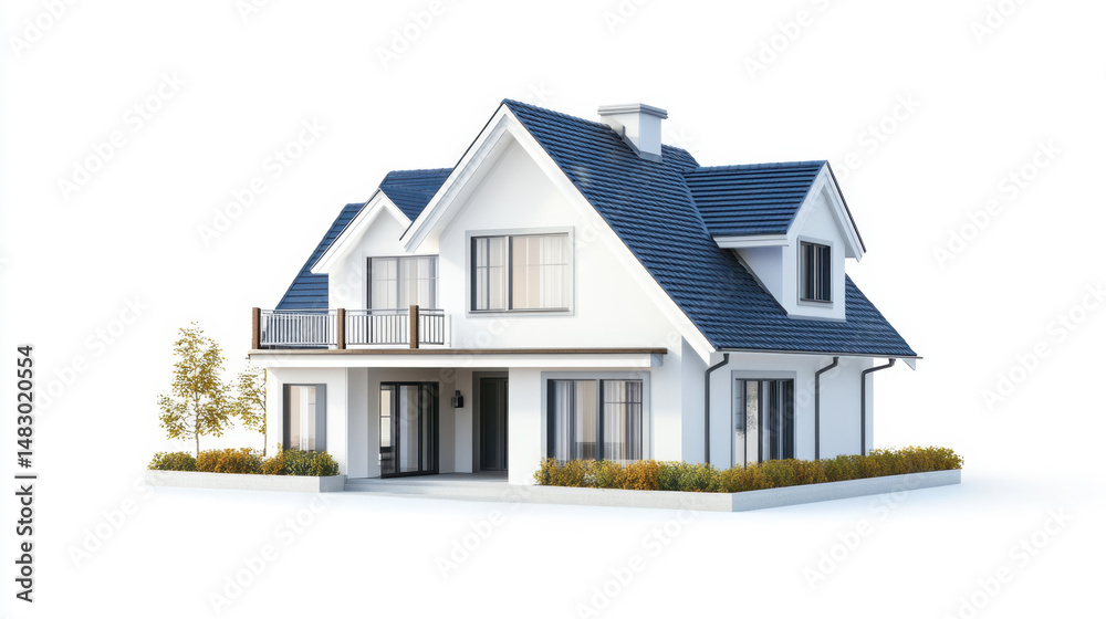 Architecture 3d rendering illustration of modern house isolated on ...