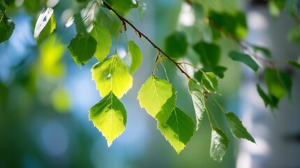 Poster - Sunlit green leaves create a vibrant canopy in a serene garden during a warm afternoon