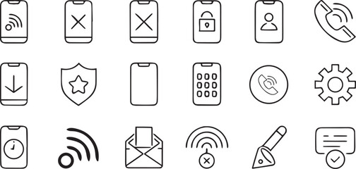 Fototapete - Mobile and Communication Work Icons in Vector Style