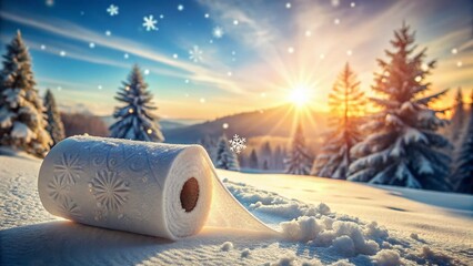 Poster - Aerial View of Paper Towel with Delicate Snowflakes - Winter Texture