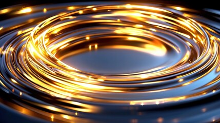 Fototapete - Illuminated Circular Waves with Reflections and Bright Highlights