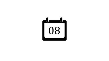 Poster - Simple black and white calendar icon displaying the number eight, representing a specific date or event on a minimalistic white background.