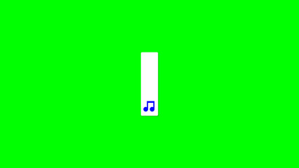 Poster - Minimalist music player illustration featuring a simple rectangular design with a blue musical note icon against a bright green backdrop for modern design concepts