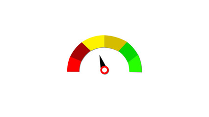Poster - Colorful graphic illustration of a gauge meter showing performance with needle pointing at a medium level on white background.