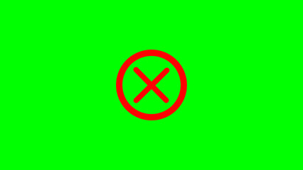 Poster - Red error icon within a circle against bright green display signifying cancellation and rejection suitable for multiple applications