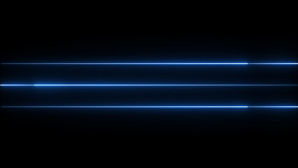 Poster - Abstract glowing blue neon lines on a dark black background representing technology communication and data flow visualization.