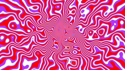 Poster - Abstract vibrant psychedelic art piece showcasing a swirling and mesmerizing pattern with vivid red white and violet color variations suitable for creative designs.
