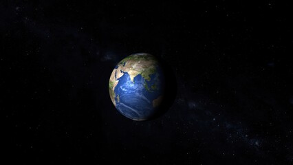 Poster - 3d rendering of planet earth floating in space featuring the indian ocean and asian continent global concept of our home.