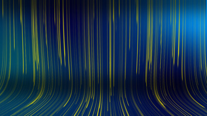 Poster - Abstract digital background with flowing yellow and blue lines creating a curved surface, perfect for modern artistic designs and technological concepts