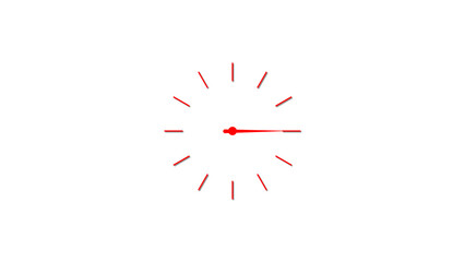 Poster - A modern red clock design with a minimalist aesthetic and shadow effect, showing approximately quarter past the hour on a clean white studio background