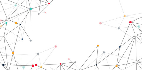 Aufkleber - Abstract digital background of points and lines. abstract technology Network nodes with polygonal shapes colorful Vector background. Modern technology concept network connects, data structure design.	