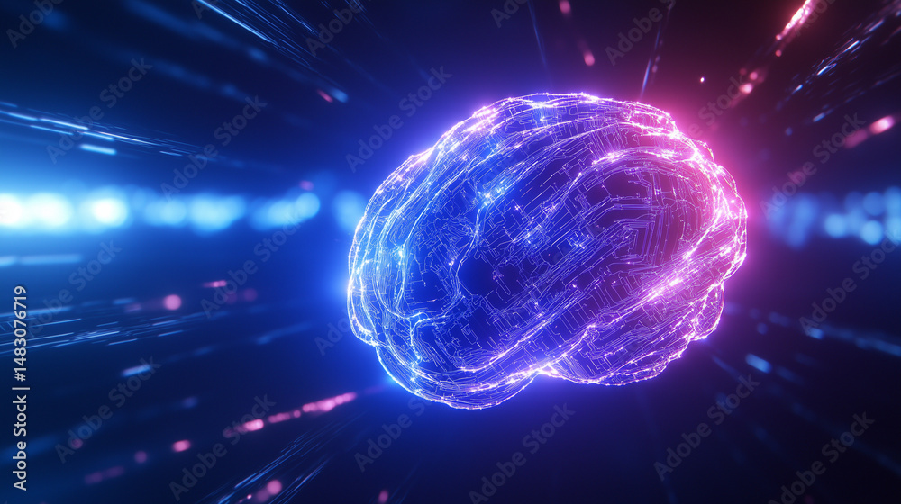 glowing digital brain visuals representing ai neural data networks ...
