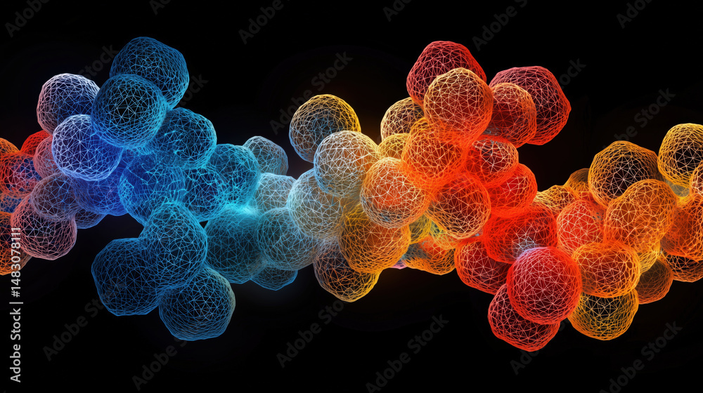 Molecular design protein folding dynamic structure with colorful ...