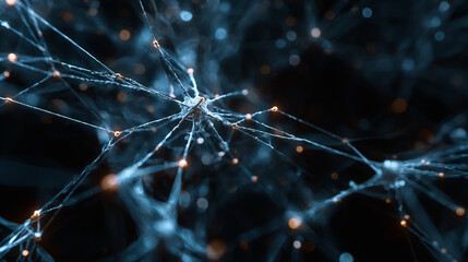 Poster - Abstract neural network digital art dark blue glowing connections futuristic technology background science 3d web