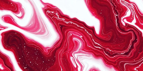 Poster - A red and white swirl pattern with a red line in the middle. The red and white swirl pattern is very abstract and has a lot of texture