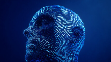 Poster - Abstract digital human head profile blue lines technology artificial intelligence concept futuristic design modern