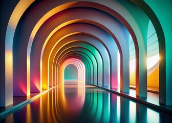 Poster - Abstract Architectural Background: Elegant Arches and Geometric Circles