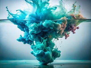 Poster - Abstract Aqua Ink Explosion in Water - High-Resolution Stock Photo
