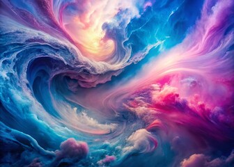 Poster - Abstract Aerial Swirl: Blue, Pink, Purple & White Drone Photography