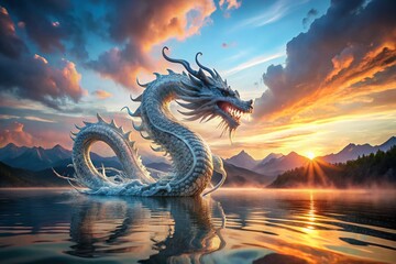 Poster - 2024 Symbol: Majestic Water Dragon Landscape