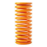 Shiny orange coil spring stands tall, showcasing its smooth curves and vibrant hue, perfect for various mechanical