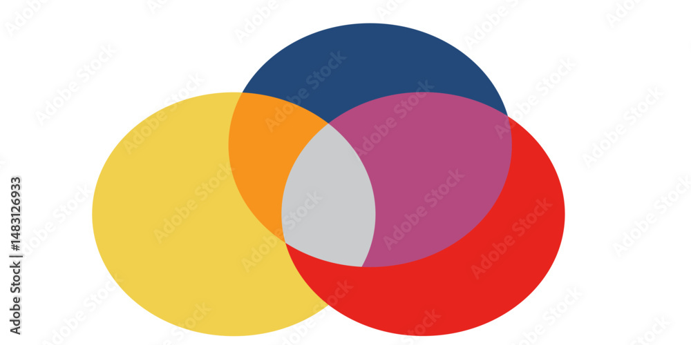 Venn Diagram Colored. Three Intersected Circle Schema. Circular Empty ...