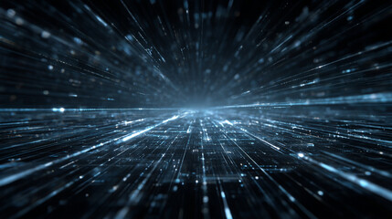 Poster - Abstract digital data stream futuristic technology background blue lines network glow light speed art web wire
