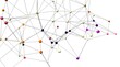© vegefox.com - Stock photo of an abstract network with colorful polygonal nodes and connecting lines. Ideal for technology, connection, and network concepts.