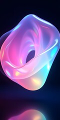 Aufkleber - Translucent Holographic Forms Shine, And Glow. Neon Colored Shapes Twist Gently Reflecting Light. Ethereal, Digital Space Background Is Perfect For Modern Design Projects.