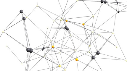 Poster - Abstract image depicting a complex network of interconnected nodes. Ideal for technology, business, and connection themes.