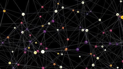 Fototapete - Colorful nodes connected by lines.  Perfect for technology, network, and connection concepts.