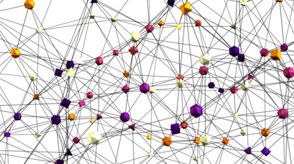 Poster - Stock photo of a complex network with colorful nodes and connections. Perfect for illustrating networking, technology, or connectivity.