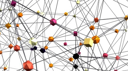 Fototapete - Modern network graphic with vibrant polygons connected by lines. Ideal for technology, connectivity, and data concepts.