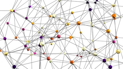 Poster - 3D rendering of a complex network.  Ideal for technology, connection, and data visualization.