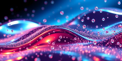 Poster - Abstract Chrome Particles Swirl Seamlessly, Creating Mesmerizing Motion, Reflecting Vibrant Light. Metallic Luster Adds A Luxurious Effect. These Dynamic Patterns Provide Visual Interest, Perfect For