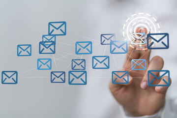 Leinwandbilder - boost your business with efficient email marketing and communication. see how interconnected email s