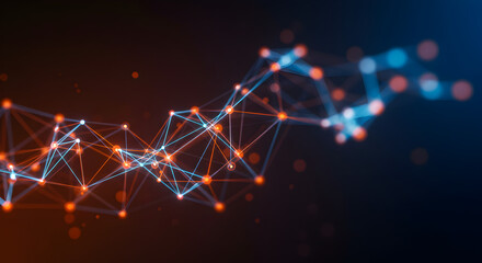 Poster - Vibrant Blue and Orange Interconnected Network Abstract Technology Background