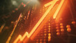 © 金 先生 - Glowing upward arrow graph on digital screen with financial charts, symbolizing stock market growth, corporate success and positive economic trends.