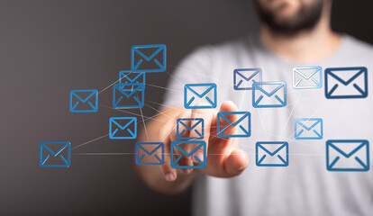 Fototapete - Seamless email communication.  Efficient workflow. Global reach. Modern technology.