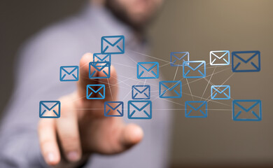 Poster - Abstract image of interconnected email icons, representing global communication and networking.