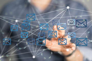 Fototapete - Seamless email communication.  Connecting people worldwide. Efficient and reliable.