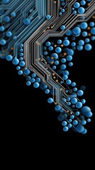 Poster - Dynamic Abstract Digital Circuit Board Design with Bubbles Technology Graphic Art Dark Environment Abstract Concept