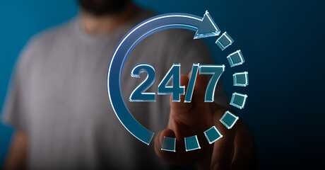 Poster - High-quality stock photo depicting 24/7 availability and customer service.