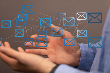 Aufkleber - Image depicts a network of emails, symbolizing global communication and interconnectedness.