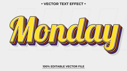 Poster - Editable text effect Monday with outline text style theme.