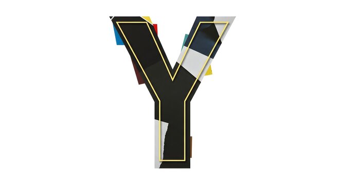 Letter Y Design with Geometric Patterns and Golden Outline