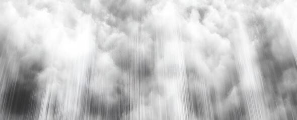 Poster - Abstract black and white image depicting dramatic clouds and vertical lines creating an atmospheric artistic display.