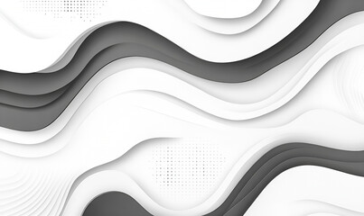 Poster - Abstract wave background with grayscale and white tones featuring layered fluid forms for a modern and artistic aesthetic